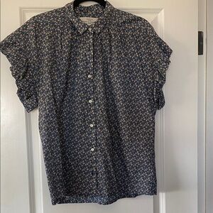 Trovata Birds of Paradis Mariana Navy Floral Shirt Medium